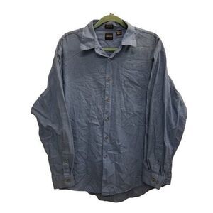 Arrow Mens Sz L Blue  Checks Long Sleeve Collared Buuton Up Dress Shirt